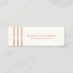 Minimalist Rose Gold Stripes Mini Business Card