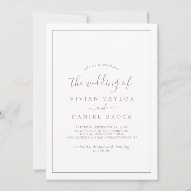 Minimalist Rose Gold The Wedding Of Invitation (Front)