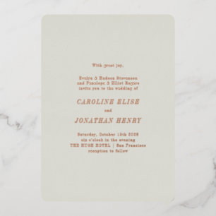 Minimalist Rose Gold Typography Elegant Wedding