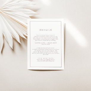Minimalist Rose Gold Typography Wedding Details Enclosure Card