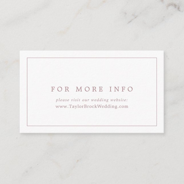 Minimalist Rose Gold Typography Wedding Website Enclosure Card (Front)
