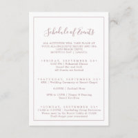 Minimalist Rose Gold Wedding Schedule of Events