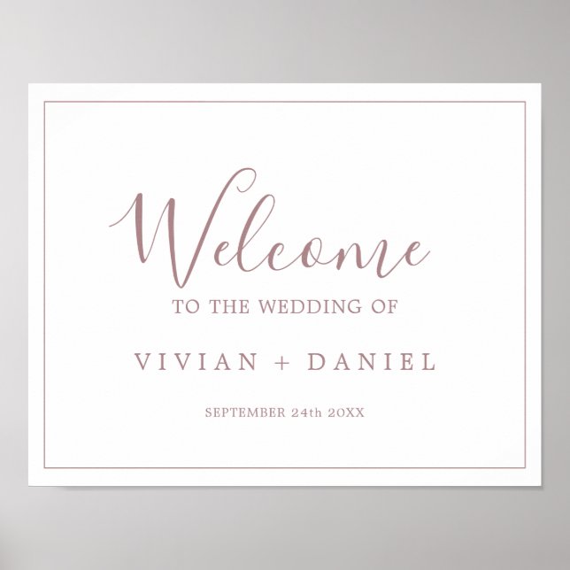 Minimalist Rose Gold Wedding Welcome Poster (Front)