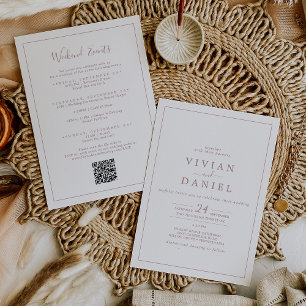 Minimalist Rose Gold Weekend Events Wedding Invitation