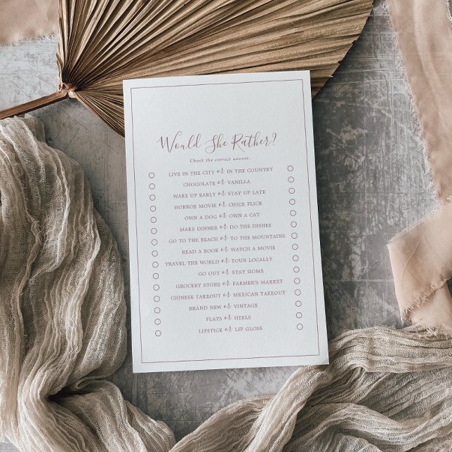 Minimalist Rose Gold Would She Rather Game Flyer (Creator Uploaded)