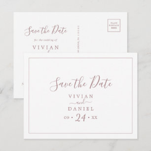 Minimalist Rose Horizontal Save the Date Postcard
