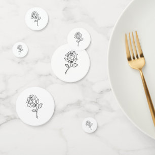 Minimalist Rose Line Art Elegant One-Colour Floral Confetti