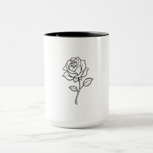Minimalist Rose Line Art Elegant One-Colour Floral Mug