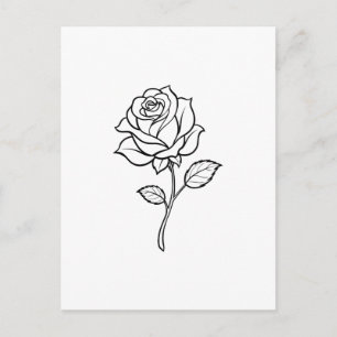 Minimalist Rose Line Art Elegant One-Colour Floral Postcard