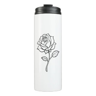 Minimalist Rose Line Art Elegant One-Colour Floral Thermal Tumbler