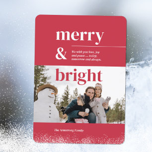 Minimalist Rose Merry & Bright Photo Holiday Card