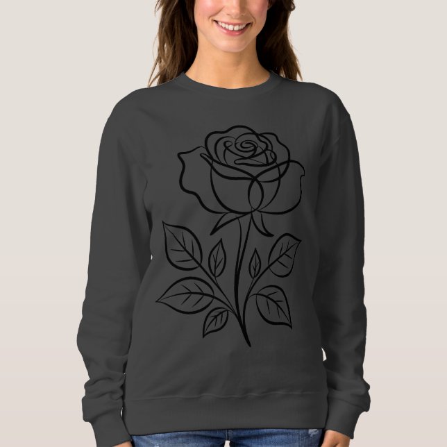 Minimalist Rose Outline Sweatshirt  (Front)