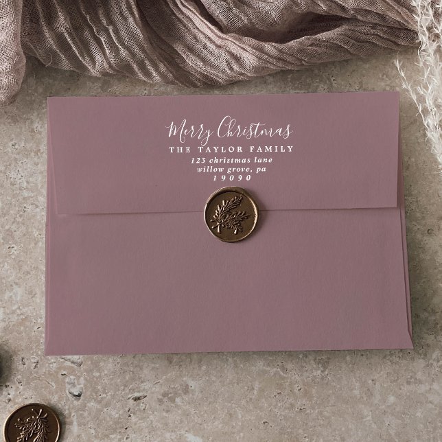 Minimalist Rose Pink Merry Christmas Card Envelope (Creator Uploaded)