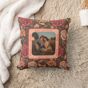 Minimalist Rose Throw Pillow For Couples