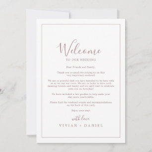 Minimalist Rose Wedding Welcome Letter & Itinerary