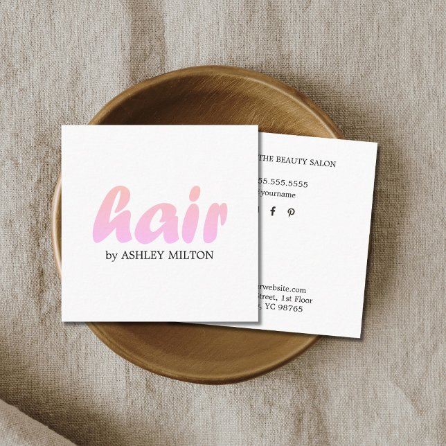 Minimalist Rose White Hair Stylist Square Business Card (Creator Uploaded)