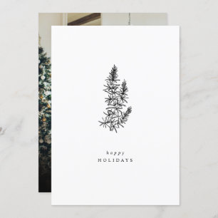Minimalist Rosemary Photo Happy Holidays Card