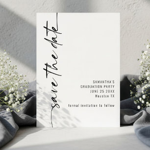 Minimalist Rotated Calligraphy Graduation Save The Date