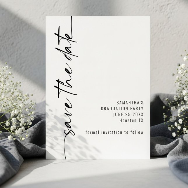 Minimalist Rotated Calligraphy Graduation Save The Date (Creator Uploaded)