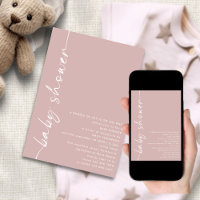 Minimalist Rotated Text Dusty Rose Baby Shower