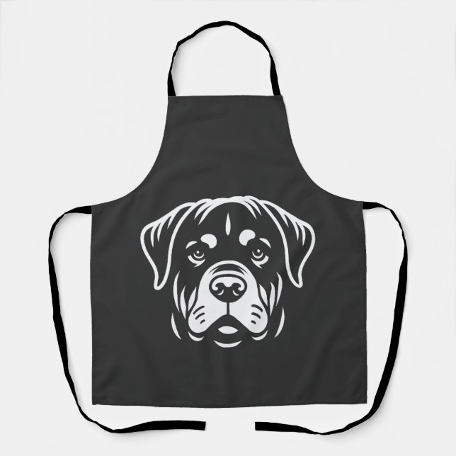 Minimalist Rottweiler Face Design � Bold Line Art Apron (Front)