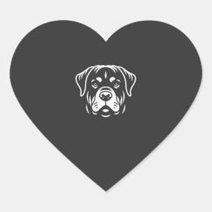 Minimalist Rottweiler Face Design � Bold Line Art Heart Sticker