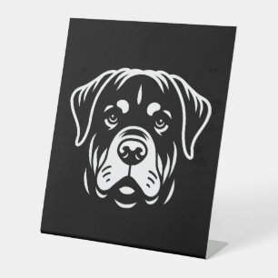Minimalist Rottweiler Face Design – Bold Line Art Pedestal Sign