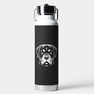 Minimalist Rottweiler Face Design � Bold Line Art Water Bottle