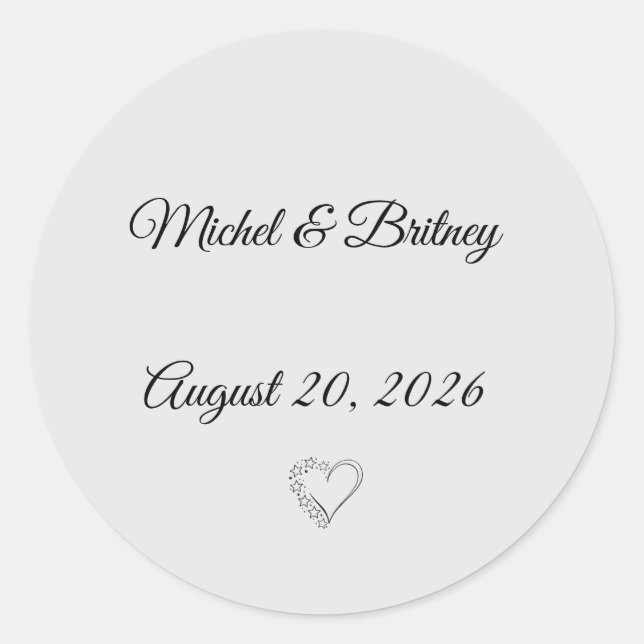 Minimalist Round Wedding Stickers (Front)