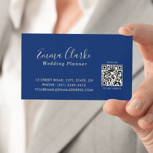 Minimalist  Royal Blue Scan Code Business Card