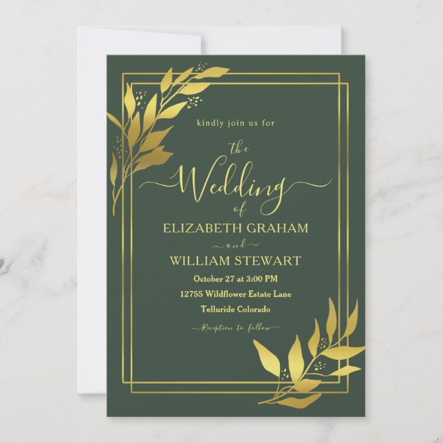 Minimalist Royal Borders Modern Botanical Wedding Invitation (Front)