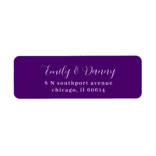 Minimalist Royal Purple Elegant Wedding Address Return Address Label
