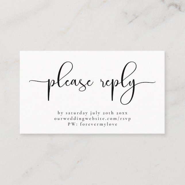Minimalist RSVP for Online Response Business Card (Front)