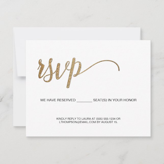 Minimalist RSVP Gold Fillable Reserved Seats (Front)