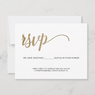 Minimalist RSVP Gold Fillable Reserved Seats Card