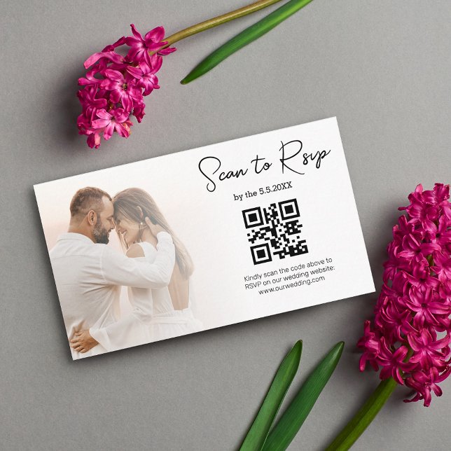 minimalist rsvp qr code minimalist wedding photo   enclosure card (Creator Uploaded)