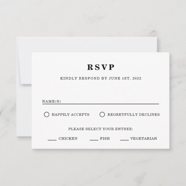 Minimalist RSVP Wedding Response Card (Front)