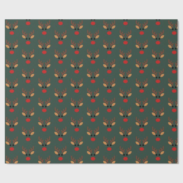 Minimalist Rudolph Reindeer Wrapping Paper (Flat)