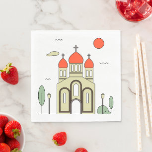 Minimalist Russian Orthodox Church  Napkin