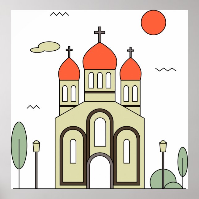 Minimalist Russian Orthodox Church  Poster (Front)