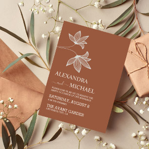 Minimalist Rust Burnt Orange Teracotta Wedding Inv Invitation