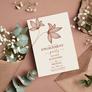 Minimalist Rust Burnt Orange Teracotta Wedding Inv Invitation