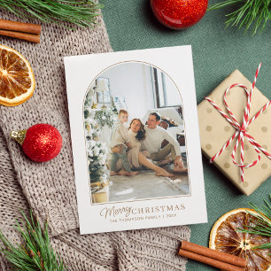 Minimalist Rustic Arch Photo Christmas Holiday Card