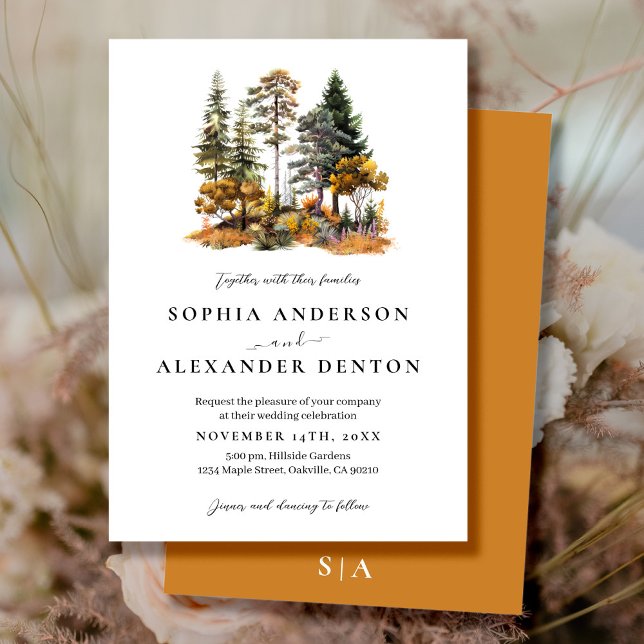 Minimalist Rustic Autumn Forest Wedding invitation (Creator Uploaded)