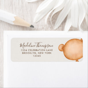 Minimalist Rustic Bear Elegant Script Typography Return Address Label