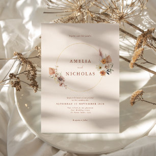 Minimalist Rustic Boho Floral Wedding Invitation