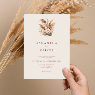 Minimalist Rustic Boho Floral Wedding Invitation