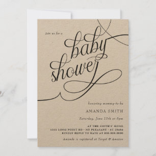 Minimalist Rustic Boho Gender Neutral Baby Shower Invitation