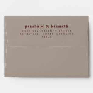 Minimalist Rustic Brown Floral Line Art Wedding  Envelope