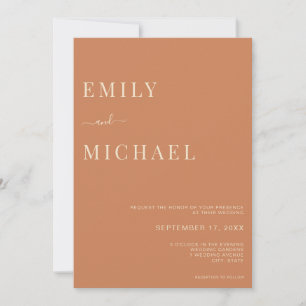 Minimalist Rustic Burnt Orange Wedding Invitation